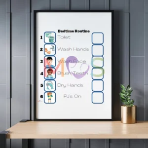 Picture Exchange Communication System (PECS), visual aid to support daily routine. Digital print to be used on a daily basis.
